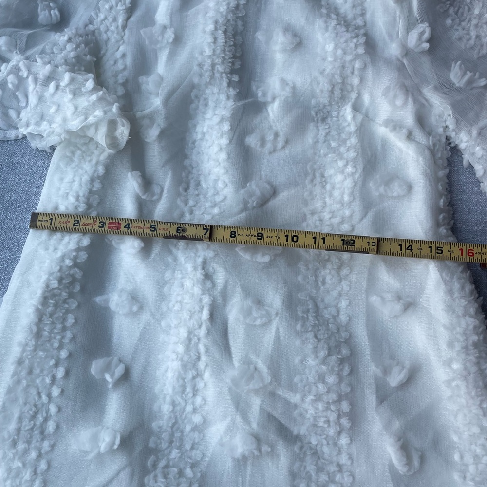 Cream Textured Ruffle Mini Dress - Picture 4 of 7